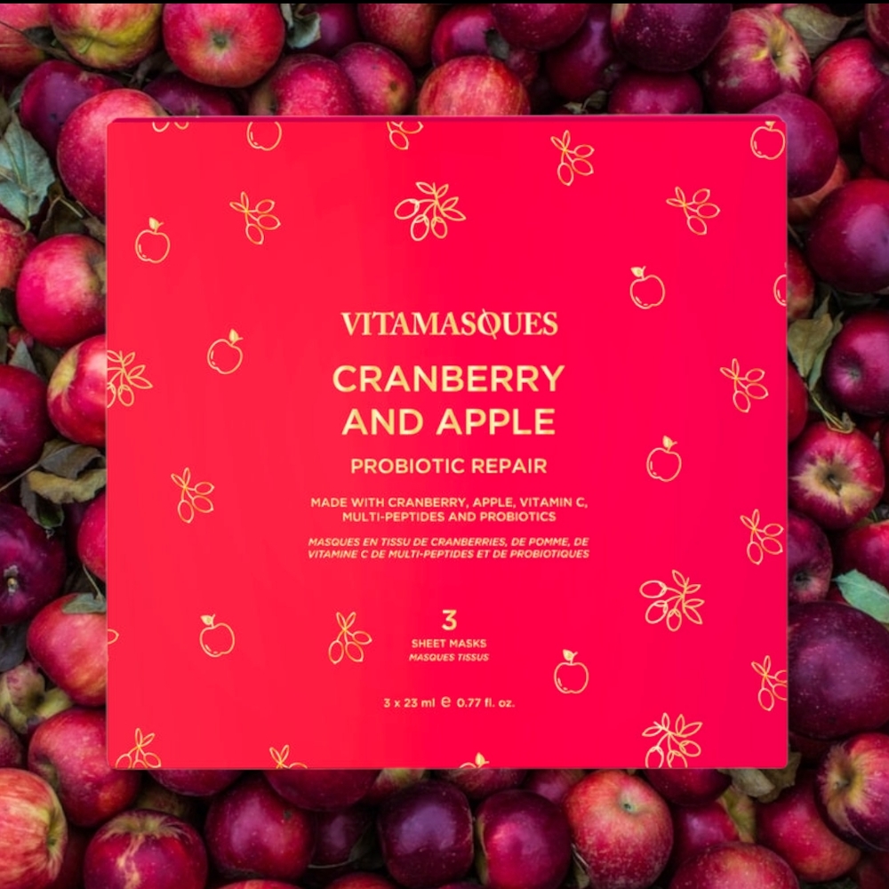 Vitamasques Cranberry and Apple Probiotic Repair Sheet Mask Set